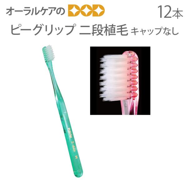 歯ブラシ PDR ピーグリップ 二段植毛 キャップなし 12本 メール便可 3セットまで