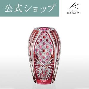 江戸切子 カガミクリスタル KAGAMI 花瓶　矢来重紋 gift-shop-yamato_f304-1753