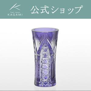 江戸切子 カガミクリスタル 花瓶 KAGAMI CRYSTAL 矢来重 紋 F672-1844 