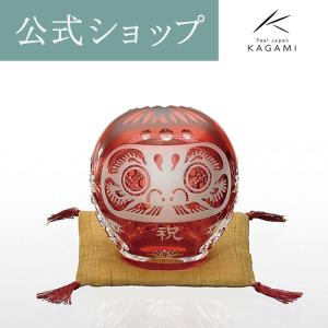 江戸切子 カガミクリスタル KAGAMI CRYSTAL 祝だるま 大 木箱入り