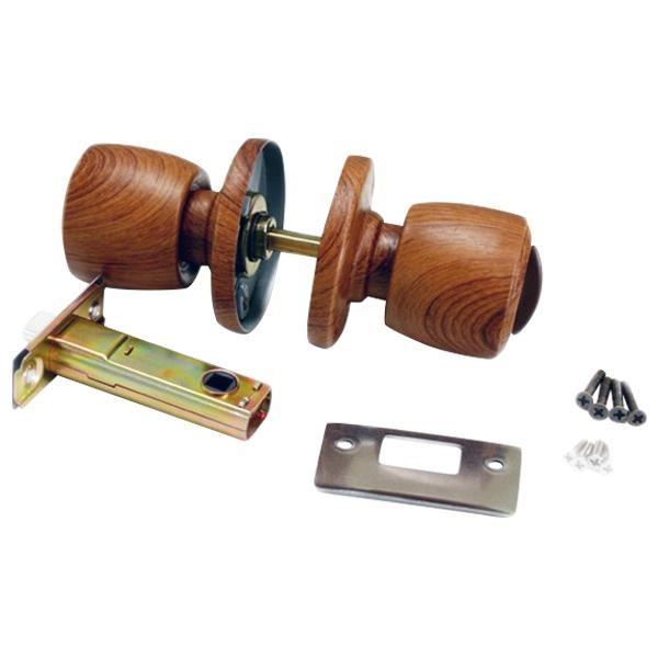 室内用取替錠前 トイレ用内鍵付(施錠表示付き)チューブラ握り玉 木目ライト 00776656-001