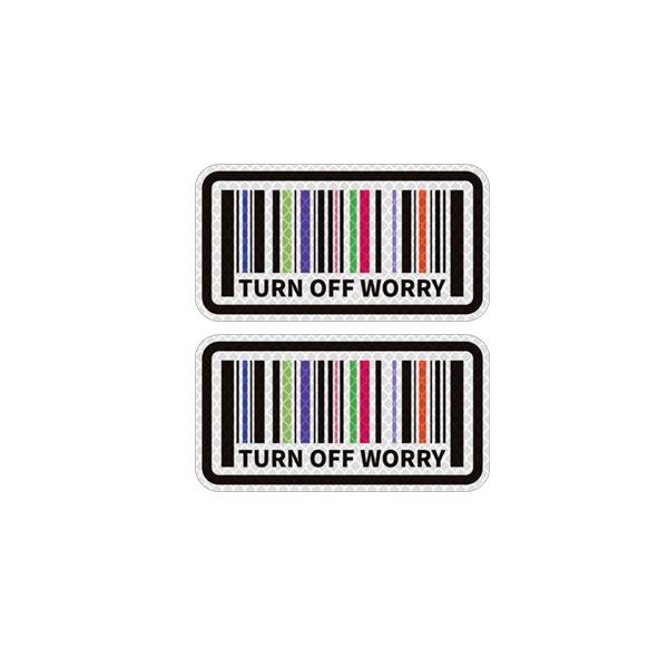 リフレクト TURN OFF WORRY ステッカー 2枚セット バーコード 反射 カスタム シール