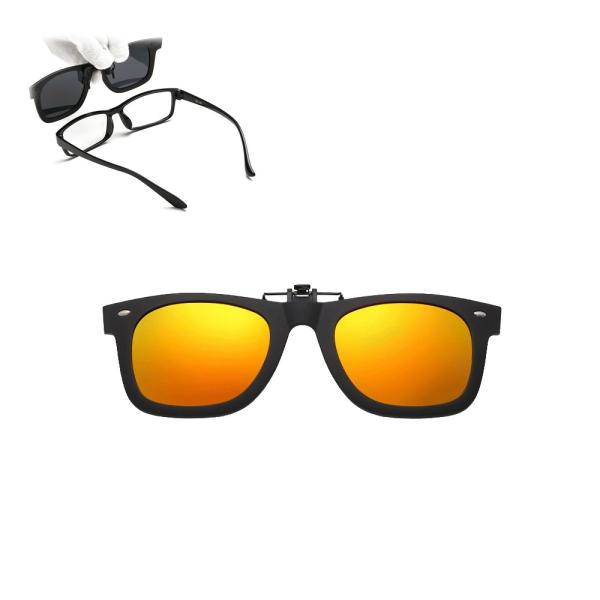 サングラス 偏光 レンズ クリップオン ウェリントン UVカット  オレンジ