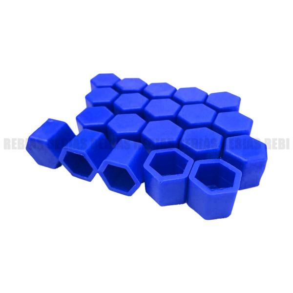 ホイールナット用 シリコンナットキャップ 20個入 錆防止 17mm ブルー