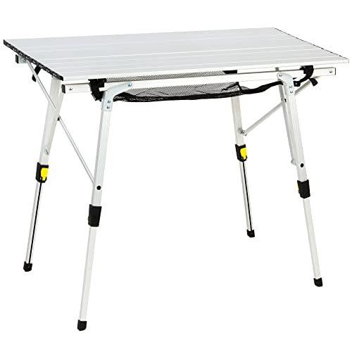 Timber Ridge アウトドアテーブル 折りたたみ 高さ調節 耐荷重30kg アルミ ロールテ...
