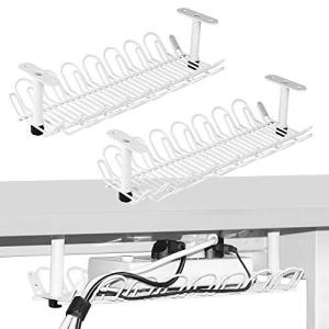 Baskiss デスク下 ワイヤーケーブルトレー 1セット2個 電源タップ コード収納トレイ 配線整理 家庭用 職場用