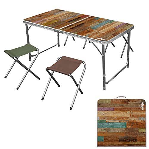 Montagna アウトドアテーブル 120cm 4Pチェアセット ウッド調 4人用 折りたたみテー...