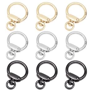 RICISUNG 9個入り 丸型 カラビナ キーホルダー 亜鉛合金 スプリングクラスプ 金具 ナスカン スプリングフック キ