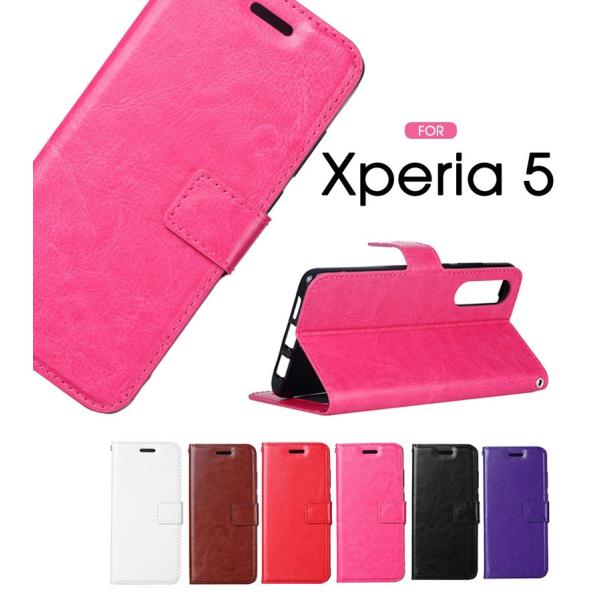 Xperia 5対応ケース カバー Xperia 5ケース 手帳型 レザー Xperia 5カバー ...