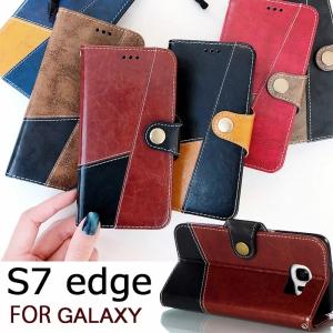 Galaxy S7 edgeケース 手帳型 Galaxy S7 edgeカバー ストラップ付 Galaxy S7edge手帳カバー カード収納 耐衝撃 PUレザー スタンド機能  SC-02H SCV33 シンプル