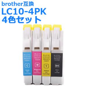 LC10-4PK / 4色セット ×1パック ブラザーインク 互換 プリンターインク brother,LC10BK,LC10C,LC10M,LC10Y クーポン・ポイント利用