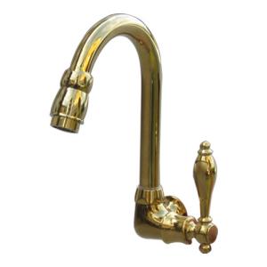 単水栓 蛇口 カラン 壁付け おしゃれ 金 ゴールド W80×D175×H210