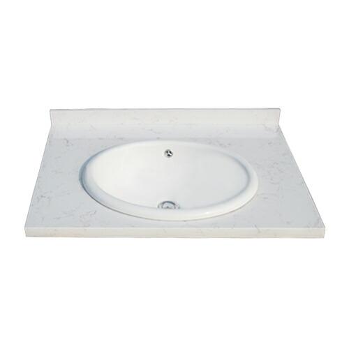 天板 カウンター材 人工大理石 陶器洗面ボウルセット 白 模様有り W750×D565×H80 IN...