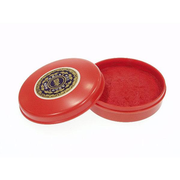 高級朱肉・日華朱肉落款用A（赤）80g・盤面68mm／外寸78丸x24mm(SN-081)