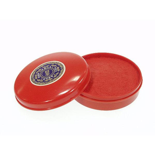 高級朱肉・日華朱肉落款用C（赤）80g・盤面68mm／外寸78丸x24mm(SN-083)