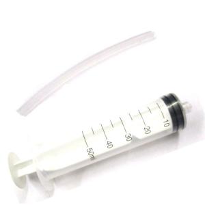 50ml セット(シリンジ+シリコンチューブ3mmx5mm 10cm) 計量用 注入用 注射器 シリンジ プラモデル製作 工作 園芸 (IK14)