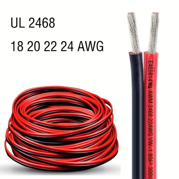 2468 18 20 22 24 AWG PVC 電線 2芯並列配線 50フィート/15.3メートル...