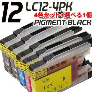 MFC-J955DN/DWN インク ブラザー プリンターインク LC12 4色セット(LC12-4PK)+選べる1個 ブラック顔料 インクカートリッジ｜inkhonpo