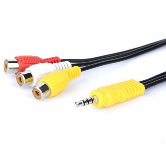 RCA-3.5(4極) 変換ケーブル 22cm 3色ケーブル ３ピン(メス)−3.5(4極オス) R...