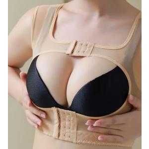 フロントオープンバストシェイプウェア 通気性メッシュ 6フック バストアップ ボディシェイパートップ...