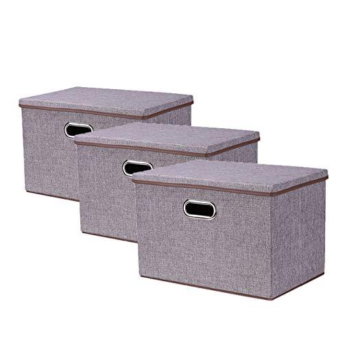 【３個セット】折り畳み 収納ボックス  ふた付き 整理箱 収納ケース 大容量収納 無臭綿麻蓋付き 取...