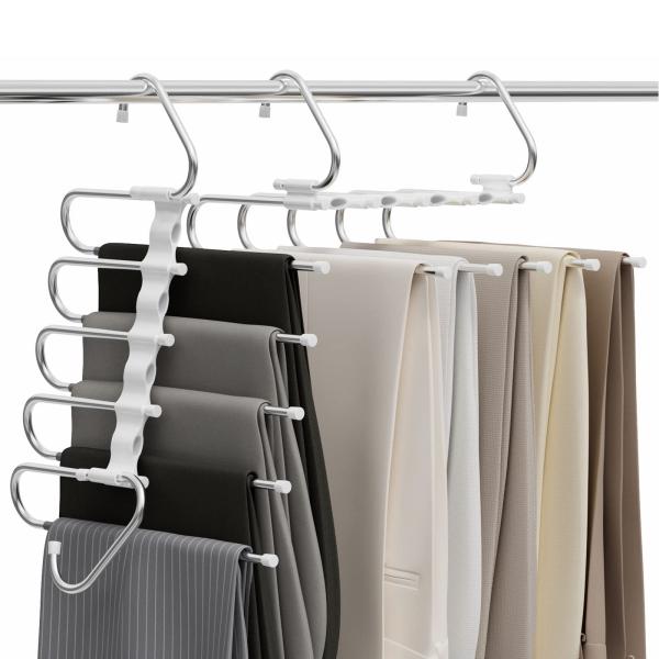 マジックパンツハンガー省スペース-クローゼット用ズボンハンガーズボン収納クローゼット整理用ズボンマフ...
