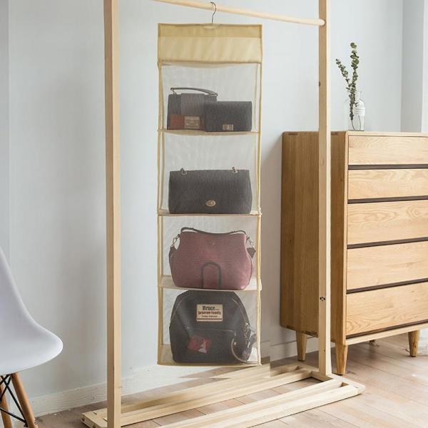 バッグ収納ハンガー 吊り下げ式 クローゼット 整理 カバン収納 ハンガーフック ４段式