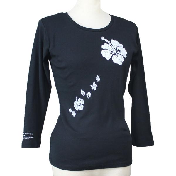 七分袖 Tシャツ Big ハイビスカス柄 フラダンス衣装