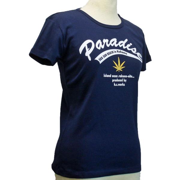 パラダイス ヘンプ柄　レディースTシャツ　半袖　ハワイ　ロゴ　アメカジ