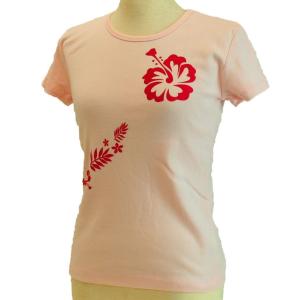 レディースTシャツ　 ピンク　ハイビスカス Tシャツ S M L XL カジュアル ハワイ フラダンス 衣装 ハワイアン