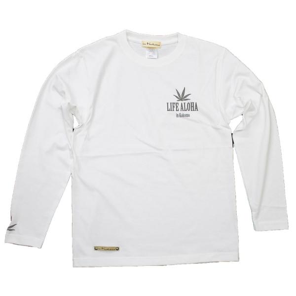 ロングTシャツ メンズ ワンポイント　LIFE ALOHA ヘンプ