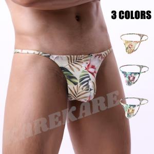 新商品入荷！　Ｔバック ストレッチ プリント柄 南国 花 シャープ ローライズ セクシー メンズ 男性 下着