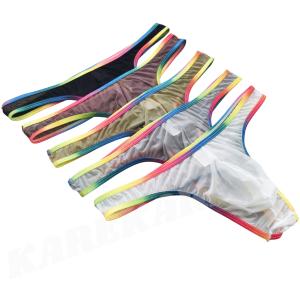 新商品入荷！　YUTATA/ユタタ Ｔバック シースルー スケスケ 超薄手 メッシュ ストレッチ レインボー ハイレグ 大き目 お洒落 セクシー メンズ 男性 下着