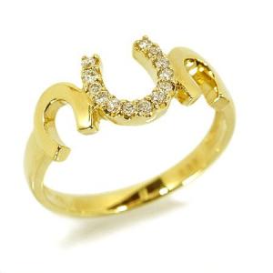 馬蹄 ホースシュー レディース ピンキーリング ダイヤモンド 18金