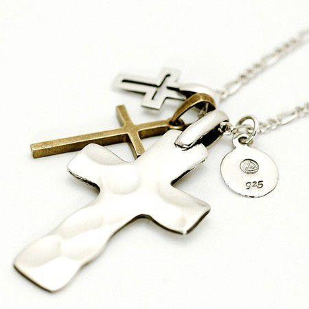 amp japan アンプジャパン シグネチャークロス メンズ ネックレス シルバー925 真鍮 1...