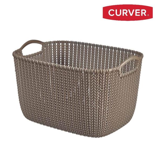 ニット調洗濯かご19L:ブラウン(CV226165) CURVER 収納 ランドリーバスケット 洗濯...