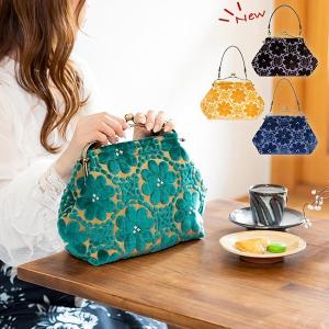 京都くろちく ふくれ織 仕切がま口バッグ ※ショルダー紐は別売です