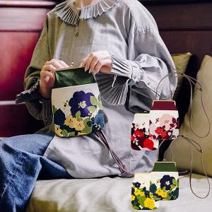 がま口バッグ ポシェット ショルダー ベルト 綿 レディース 和柄 着物