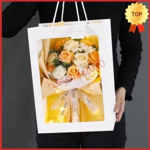 ソープフラワー花束花弁ブーケ石鹸のお花soapflowerボックス薔薇ひまわり向日葵ローズお祝い