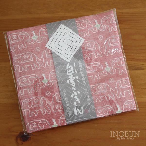 白雪ふきん 友禅染 ブッダ（ゾウ） 30 x 40cm レッド ルビーレッド