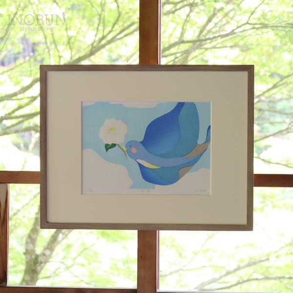 【京都】竹笹堂　原田裕子木版画　「青い鳥」