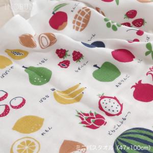 ずかんタオル ミニバスタオル 47 x 100cm くだもの 日本製 プールタオル こどもバスタオル calmland カームランド