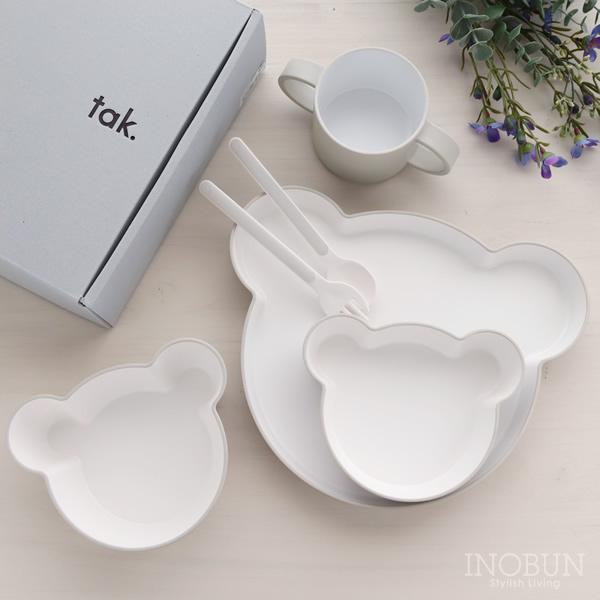 子供用食器セット tak キッズディッシュ ギフトボックス ベア グレー 日本製 クマ型 ベビーギフ...