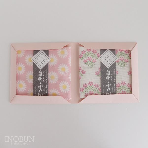 白雪ふきん オリジナルギフトセット ピンク マーガレット なでしこ 友禅染ふきん 2枚入り ご挨拶 ...
