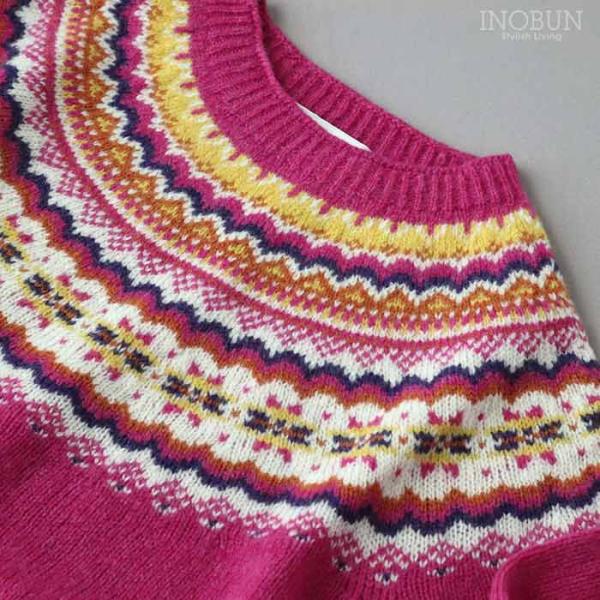 ハーレーオブスコットランド フェアアイルセーター ニット L4859/7 ピンク系 セール