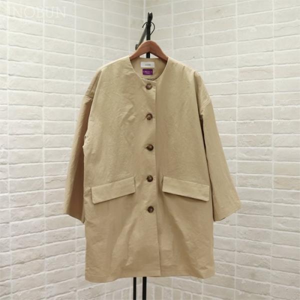 sosotto ナイロンLIBERTY裏地ノーカラーコート Sleeping Rose ベージュ