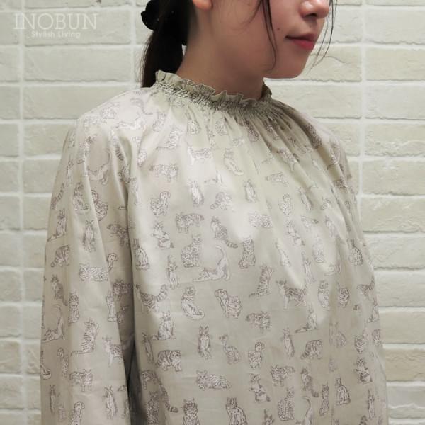 イノブン別注 Parkes LIBERTY シャーリングプルオーバーブラウス Meow/WE