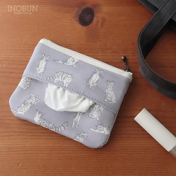 ティッシュポーチ リバティ ティッシュポーチ 02 ミャオウ ライトグレー フローレットロンドン コ...