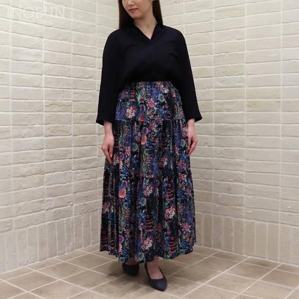 イノブン別注 Vent d'ouest LIBERTY ティアードロングスカート Tresco/EE...