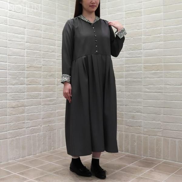 J.Sloane リバティ ショールカラーワンピース ポリエステルリノン Strawberry Th...